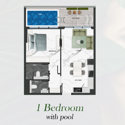 1 Bed with Pool