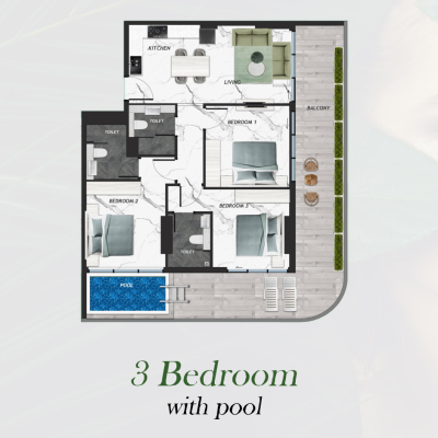 3 Bed with Pool